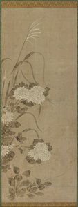 Vita krysantemum och gräs, Edo-perioden, 1615-1868. av Unbekannt