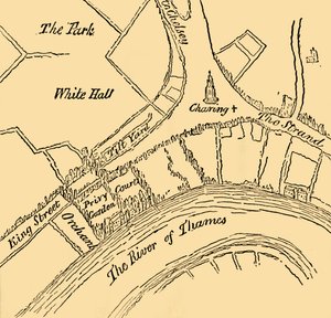 Whitehall under Henry VIII:s regeringstid, 1881. av Unbekannt