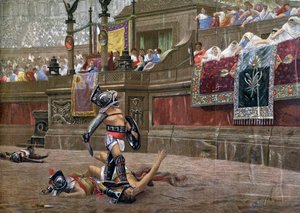 Med en vänd tumme, Pollice Verso, 1872 av Unbekannt