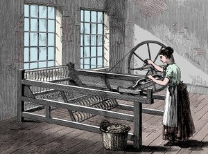Kvinna som använder en spinning Jenny, c1880 av Unbekannt