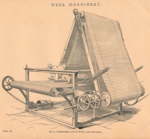 Ullmaskiner: Ferrabee & Co.s Wool Lap Machine, c1880 av Unbekannt