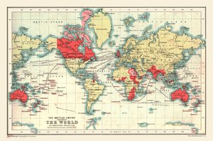 Världskarta som visar det brittiska imperiet, 1902. av Unbekannt