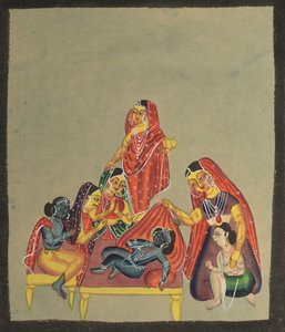 Dyrkan av spädbarnet Krishna, 1800-talet. av Unbekannt