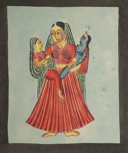 Yasoda Holding Krishna och Radha, 1800-talet. av Unbekannt