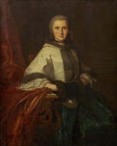 Ung kvinna med en muff, ca. 1750. av Unbekannt
