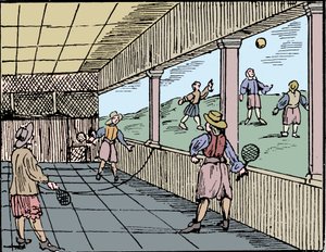 Unga män som spelar en form av tennis, 1500-talet av Unbekannt