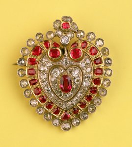 Antik hjärtformad brosch (diamant och rubin) av Unbekannt Unbekannt