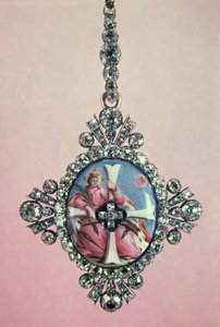 St. Katarinaordens märke, silversatt med briljantslipade diamanter och emaljminiatyr, 1770-80 av Unbekannt Unbekannt
