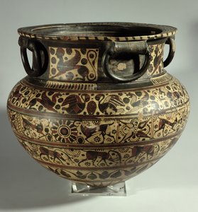 Östgrekiska orientaliserande dinos, mellanvildget-stil, från Cerveteri, ca 615 f.Kr. (keramik) av Unbekannt Unbekannt