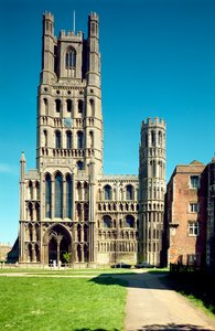 Ely Cathedral, (från 1102), västra fasaden, Ely, Cambridgeshire, Storbritannien av Unbekannt Unbekannt