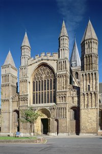 Exteriör vy av den västra ingången till Rochester Cathedral av Unbekannt Unbekannt