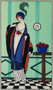 Pälsrock med muslintunika från `Costumes Parisiens av Robert Pichenot, 1913 av Unbekannt Unbekannt