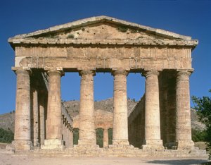 Grekiskt tempel, ca 424-416 f.Kr. (detalj) av Unbekannt Unbekannt
