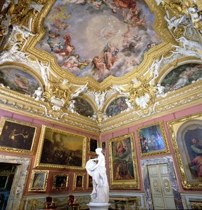 Interiör av Sala di Giove (Jupiterrummet) med målningar av Pietro da Cortona, Palazzo Pitti, Florens, Italien av Unbekannt Unbekannt