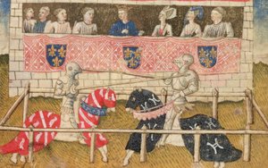 John Chalon av England och Lois de Beul från Frankrike tornerspel, från Royal Armory Manuscript, 1448 av Unbekannt Unbekannt