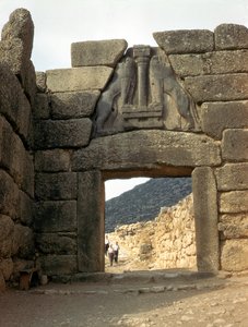 Lejonporten över ingången till Palace of Mykene, Grekland, 1400-talet f.Kr av Unbekannt Unbekannt