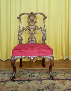 Stol i mahogny riband i Chippendale-design av Unbekannt Unbekannt