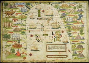 Karta över Kinas hav, från en faksimil av "Miller Atlas" av Pedro och Jorge Reinel, och Lopo Homem, gjord 1519
