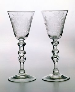 Newcastle lätt balusterbägare med holländsk vapengravyr, 1700-tal av Unbekannt Unbekannt