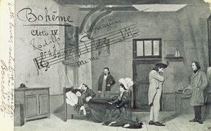 Scen från akt IV av operan "La Boheme", av Giacomo Puccini (1858-1924) (bw foto) av Unbekannt Unbekannt