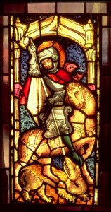 Fönster i målat glas föreställande St. George och draken från Köln, ca 1300 av Unbekannt Unbekannt