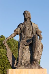 Staty av Christopher Columbus vid La Rabida-klostret, Huelva-provinsen, Andalusien, södra Spanien. av Unbekannt Unbekannt