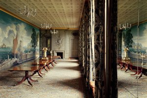 Matsalen på Plas Newydd, Anglesey, visar väggmålning av Rex Whistler (1905-44) 1936