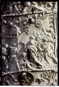 Trajans kolonn, byggd för att fira segern över dacierna, möjligen designad av Apollodorus av Damaskus, 113 AD (detalj) av Unbekannt Unbekannt