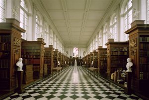 Wren Library, interiörvy, 1676-84, byggt av Sir Christopher Wren, Trinity College, Cambridge, Storbritannien (1632-1723) av Unbekannt Unbekannt
