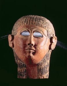 00368 Skäggmask, från Kartago, Tunisien, feniciska, 300-talet f.Kr. (gjuten, målad terrakotta) av Unbekannt