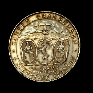 4 schweiziska franc, schweiziskt mynt av Unbekannter Künstler