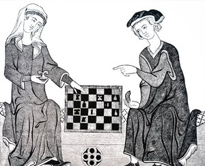 En man och en kvinna som spelar schack av Unbekannt