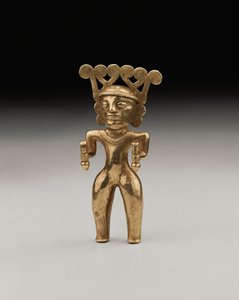 En sällsynt guldfigur i internationell stil av en shaman, troligen från Panama eller Costa Rica, ca 500-1000 av Unbekannt