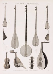En serie illustrationer av musikinstrument av Unbekannt