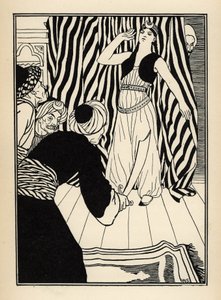 En sultan gömmer baronen de Munchausen. Illustration av William Strang (1859-1921) och JB Clark från "The Adventures of the Baron of Munchausen (Munchhausen) av Rudolf Erich Raspe (1736-1794) (1789) av Unbekannt