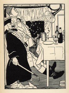 En trumpet som hade frusit, producerar ljud på egen hand när den värms upp, har all underhållning och förvåning Illustration av William Strang (1859-1921) och JB Clark från "The Adventures of the Baron of Munchausen (Munchhausen) av Rudolf Erich Raspe (173 av Unbekannt