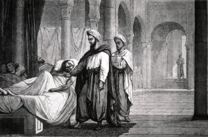 Abulcasis (936-1013) läkare hos kalifen Al-HakamII, på Cordoba sjukhus (Spanien), gravyr av Unbekannter Künstler