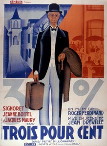 Tre procents filmaffisch av JeanDreville 1933 är Frankrike av Unbekannt