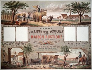 Almanacka med illustrationer av traditionella och moderna jordbruksmetoder. ca 1870-80 (färglitografi) av Unbekannter Künstler