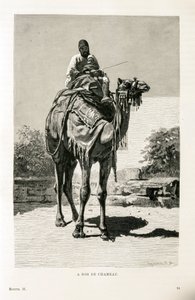 En egyptier och hans barn på en kamel - Illustration från Atlas of Egypt av Unknown