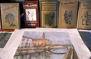 Antik handelsmarknad, Naviglio Grande, Milano, Lombardiet, Italien av Unbekannt
