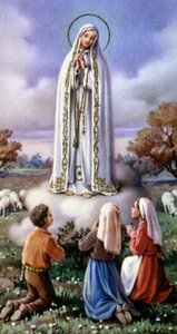 Jungfru Marias uppenbarelse för 3 små herdar i Fatima, Portugal (1917), ca 1920-30 (vykort) av Unbekannter Künstler