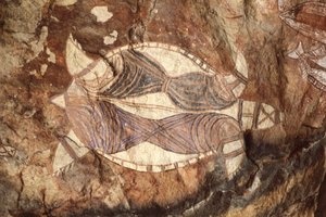 Australien, Northern Territory, Arnhem Land, Kakadu National Park, Nourlangie Rock, Aboriginal klippmålningar