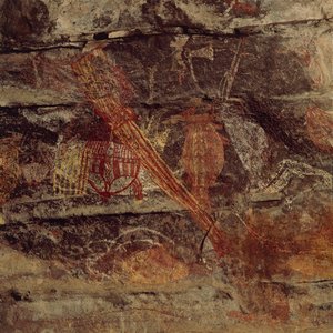 Australien, Northern Territory, Arnhem Land, Kakadu National Park, Obiri Rock, Aboriginal klippmålningar av Benjamin Baud