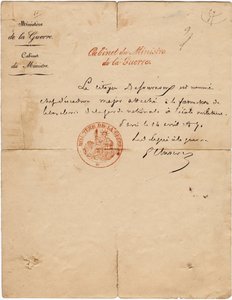 Autografbrev från delegaten till kriget Gustave Paul Cluseret under Pariskommunen. Dämpa. 10,7x6,8 cm 1871 av Unbekannt