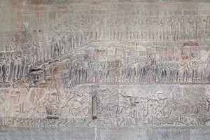 Basreliefer på södra galleriet i Angkor wat, Kambodja av Unbekannter Künstler