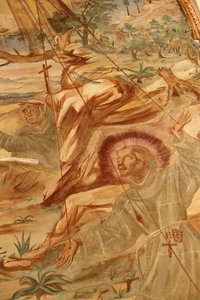 Basilica di Santa Caterina, Galatina, Apulien Fresco i klostret: St Francis tar emot stigmata Målad av Br Joseph av Gravina 1696, Galatina, Italien av Unbekannt