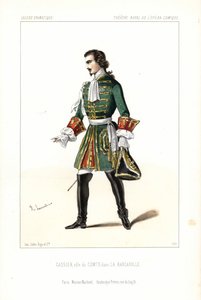 Basbarytonen Edouard Gassier i rollen som Comte i Aubers La Barcarolle, Opera Comique av Unbekannter Künstler