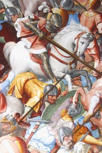 Kampfszene, Detail aus den Fresken in der Halle der Schlachten (Detail)