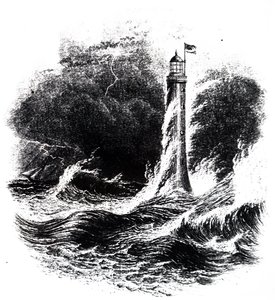 Bell Rock fyr i en storm. av Unbekannt